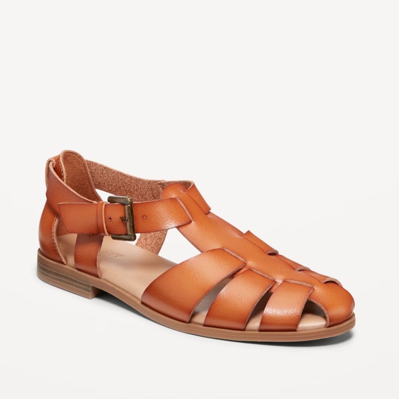 NWT OLD NAVY Faux-Leather Fisherman Sandals COLOR COGNAC BROWN - Picture 1 of 4